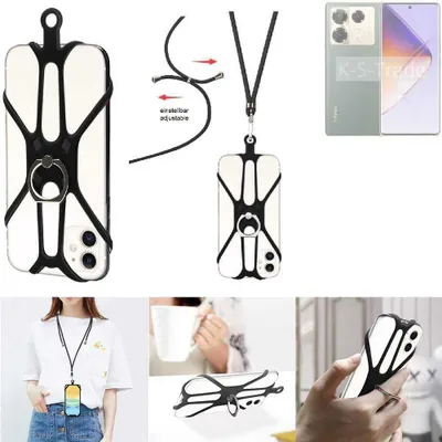 Produktbild von K-S-Trade 3in1 Handykette Handyband Handykordel Halsband Smartphone-Ring Handy-Ring kompatibel mit Infinix Note 40 Pro+ 5G Fingerhalterung Handyring