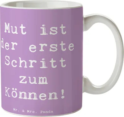 Produktbild von Mr. & Mrs. Panda Kaffeetasse Spruch Sich in einer neuen Sportart versuchen - Lavendeltraum - Geschenk, Selbstbewusstsein, Zuversicht, Unterstützung, Trost, Geschenktasse