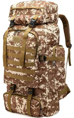 Productafbeelding van Grote wandelrugzak, 60-80 liter, waterdicht, voor heren en dames, desert camouflage