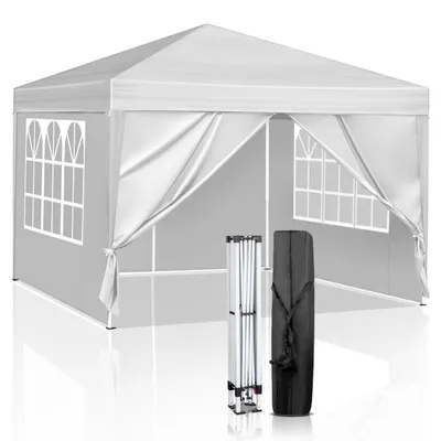Obrázek produktu pro Skládací pavilón 3x3 metru, bílý, vodotěsný, s UV ochranou 50+, se 4 bočními stěnami, materiál 420D Oxford