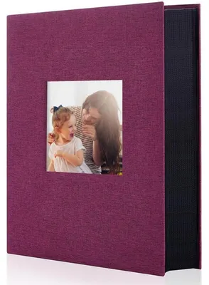 Produktbild von Fotoalbum Leinen 300 Fotos 10x15cm Violett Hardcover mit Fenster