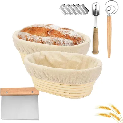 Obrázok produktu pre Ošatka na chlieb 25 cm, 2 kusy, na pečenie chleba, oválna