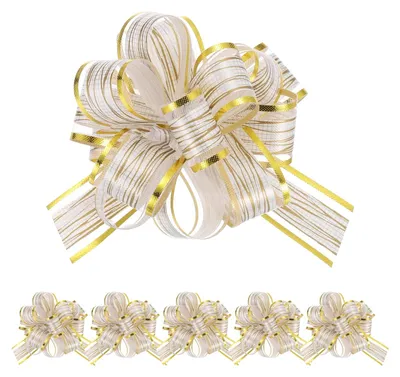 Geschenkschleifen 10 cm, 6 Stück, weiß für Weihnachten & Hochzeit