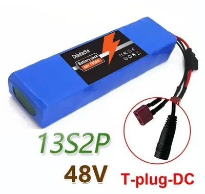 Zdjęcie produktu dla Akumulator litowo-jonowy – 48 V, 100 Ah, 13S2P – zabezpieczenie BMS – złącze T-DC – do rowerów elektrycznych i hulajnóg elektrycznych – wymiary 238×48×68 mm