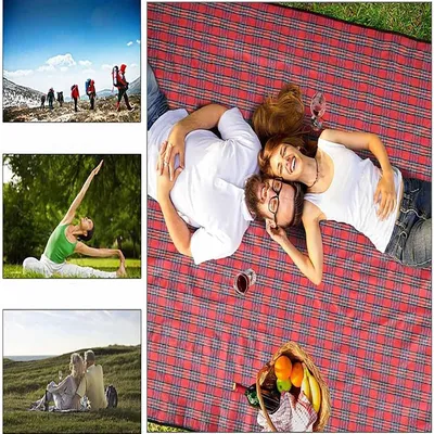 Produktbild von Picknickdecke, Campingdecke, Reisedecke Wasserdicht mit Tragegriff 150x200cm, Rot