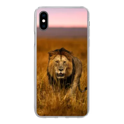 Produktbild von MuchoWow® Handyhülle Schutzhülle Hülle für iPhone Xs Löwe - Savanne - Gras Silikon Softcase Handy Hülle - Handytasche