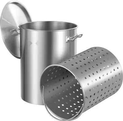 Obrázek produktu pro Hrnec na polévku Hrnec na vaření Hrnec na omáčky 34 l z nerezové oceli - Multifunkční hrnec s víkem s košíkem - Ideální pro vaření polévek a omáček