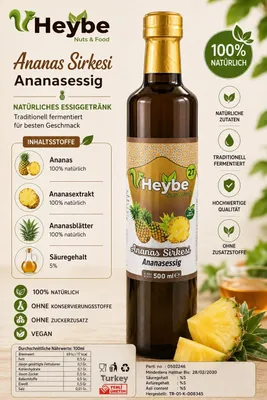 Produktbild von Heybe Ananas Essig 500 ml – Natürlich fermentierter Fruchtessig