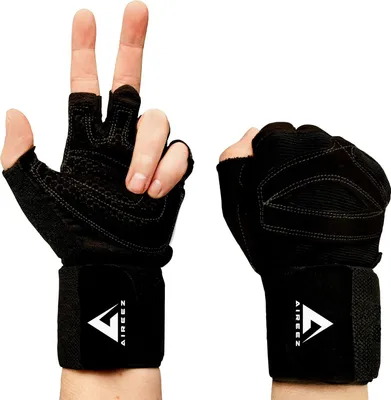 Produktbild von Aireez® 2 in 1 Fitness Handschuhe, Trainingshandschuhe,  Sporthandschuhe mit Handgelenk Bandagen für Damen & Herren, Gewichtheben, Kraftsport, Unisex