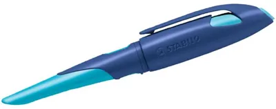 Produktbild von Ergonomischer Schulfüller für Linkshänder mit Anfänger-Feder A - STABILO EASYbirdy in mitternachtsblau/azur - Einzelstift - inklusive Patrone