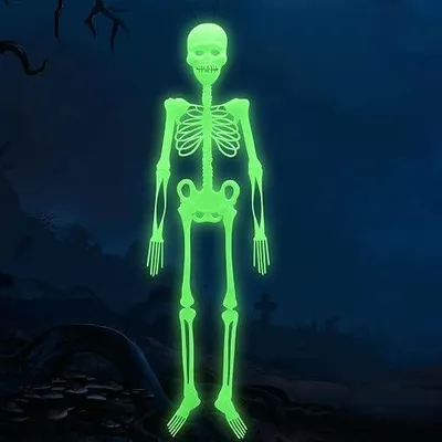 Zdjęcie produktu dla Szkielet świecący fluorescencyjny 90 cm ruchomy halloween dekoracja