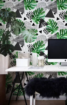 Produktbild von Coloray Fototapete 290x290 cm Latextapete Magicstick - Abstrakter Dschungel geometrisch