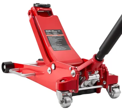 Obrázek produktu pro VEVOR Hydraulický zvedák pro manévrování s nosností 3 t, plochý zvedák z hliníku s dvoupístovým rychlozvedacím čerpadlem, zvedák pro sportovní vozy, SUV a pick-upy, rozsah zdvihu 85–515 mm, červený