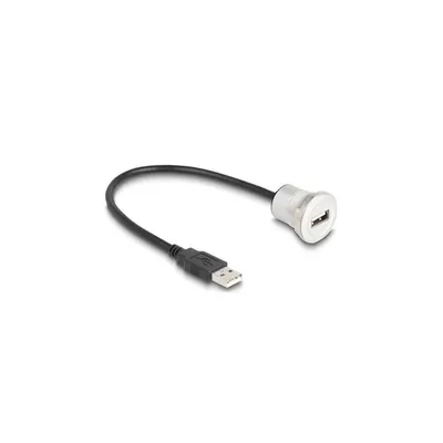 Produktbild von Delock USB 2.0 Typ-A Einbaubuchse mit Kabelpeitsche Stecker 30 cm Aluminium