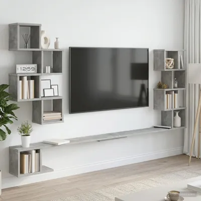 Immagine prodotto di Maison Exclusive - Mensola sospesa per TV, colore grigio cemento, 200 x 15 x 94 cm