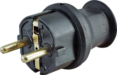 Produktbild von Schutzkontaktstecker, 16A, Gummi, 250V, IP44, gerade, schwarz, Schraubklemme, 179716005