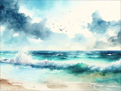 Produktbild von Leinwandbild Aquarell Seaside I 77x57 cm