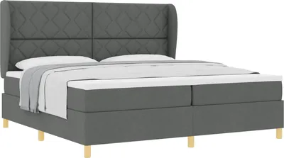 Obrázek produktu pro vidaXL Skříňová postel s matrací tmavě šedá 200 x 200 cm látka