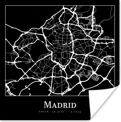 Produktbild von MuchoWow® Poster Madrid - Karte - Stadtplan 100x100 cm - Babyzimmer