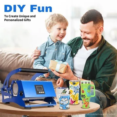 Imagen del producto de Máquina para prensar vasos - Color azul - Potencia de 500 W - 6 funciones en 1 - Ideal para sublimación y transferencia térmica