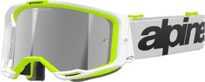 Image de lunettes VISION 8 WORDMARK, ALPINESTARS (blanc/jaune fluo, plexi argenté miroir) 2026