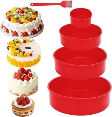 Obrázek produktu pro Sada 4 silikonových pekáčů, kulatých, průměr 10 cm, s nepřilnavým povrchem
