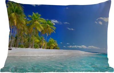 Produktbild von MuchoWow® Outdoor Kissen - Strand - Meer - Palme - Sonne - Sommer - 60x40 cm - Wetterfest - Lounge Kissen - Zierkissen - Kissen für Innenräume