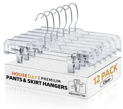 Hosenbügel mit Clips, 36 cm, Kunststoff, 12 Stück, platzsparend