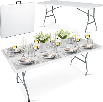 Obrázok produktu pre Skladací záhradný cateringový stôl 180 cm Plonos biely