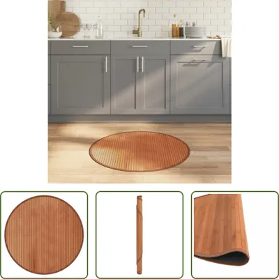 Produktbild von The Living Store Teppich Rund Braun 80 cm Bambus