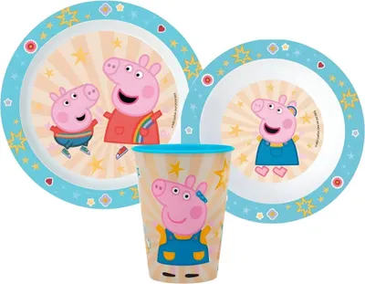 Produktbild von Peppa Wutz Pig George Kinder Geschirr-Set 3 teilig Becher Teller Schüssel