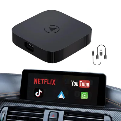 Produktbild von 4 in 1 Wireless Apple CarPlay & Android Auto Adapter Dongle mit Netflix, YouTube & TikTok, Navigation, Musik etc.
