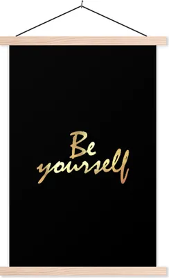 Produktbild von MuchoWow® Textilposter Zitate - Selbstvertrauen - Gold - Schwarz 60x90 cm mit holzfarbenen Rahmen - Textil