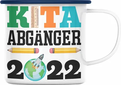 Produktbild von Trendation - Einschulung Junge Mädchen Geschenk Schultüte Füllung Emaille Tasse Schulstart 1. Schultag Schuleinführung Schulanfang Geschenkidee 2022 Schulkind (Blau)