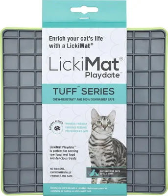 Produktbild von LickiMat Playdate Tuff Leckmatte für Katze - 20 x 20 cm, Farbe:grün, Größe:small - 20 x 20cm