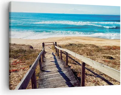 Produktbild von Bild auf Leinwand - Leinwandbild - Einteilig - Meer Strand Eintritt - 70x50cm - Wand Bild - Wanddeko - Wandbilder - Leinwanddruck - Bilder - Wanddekoration - Leinwand bilder - Wandbild - AA70x50-4359