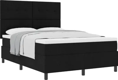 Image de Lit à ressorts avec matelas Noir 160 x 200 cm tissu