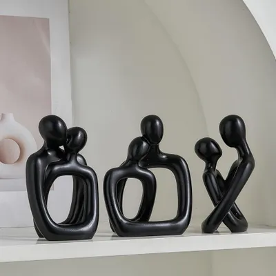 Imagen del producto de Conjunto de 3 esculturas abstractas de pareja