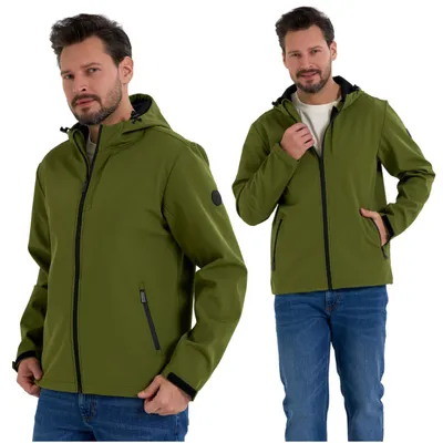 Immagine prodotto di Giacca softshell da uomo - giacca impermeabile taglia XXL - giacca di transizione verde - giacca con cappuccio