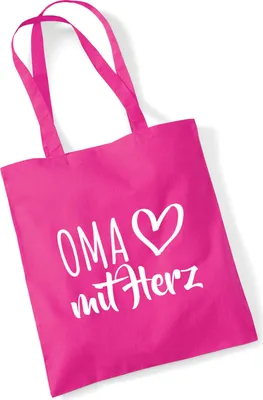 Produktbild von Huuraa Jutebeutel Oma mit Herz 10 Liter Fuchsia Baumwolle Tasche Geschenkidee