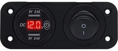 Produktbild von ProRide 12V USB-Einbaugerät 2 Anschlüsse 5V/2,4A mit Schalter/Voltmeter Rot