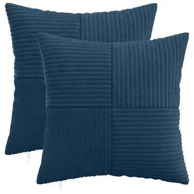 Obrázok produktu pre vidaXL Vankúšový poťah, 2 ks, ALMELO, tmavomodrá, 50 x 50 cm, materiál: cord
