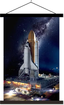 Produktbild von MuchoWow® Textilposter Rakete - Weltraum - Sterne 120x180 cm mit schwarzem Rahmen - Fotos