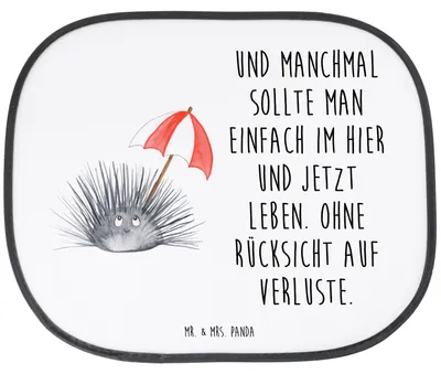 Produktbild von Mr. & Mrs. Panda Auto Sonnenschutz Seeigel - Weiß - Geschenk, Selbstliebe, Sonnenblende, Lebe, Seitenscheibe, Leben, Selbstakzeptanz, Achtsamkeit, Meer, für, Seitlicher