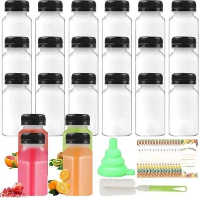 Produktbild von Famanu Likörflaschen 150ml - Wiederverwendbar, mit Trichter und schwarzem Schraubverschluss
