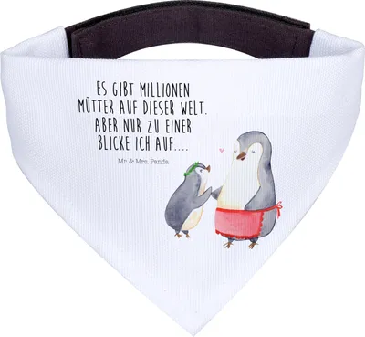 Produktbild von Mr. & Mrs. Panda Halstuch Für Hunde Pinguin mit Kind - Weiß - Geschenk, Mama, Vorbild, Muttertag, Hund, Mom, Hals Tuch, Dreieckstuch, Bandana