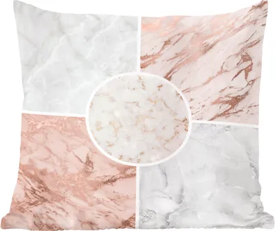 Produktbild von MuchoWow® Zierkissen Sofakissen Wohnzimmer Dekokissen 50x50 cm Marmor - Rosa - Weiß - Komfort - Sofakissen