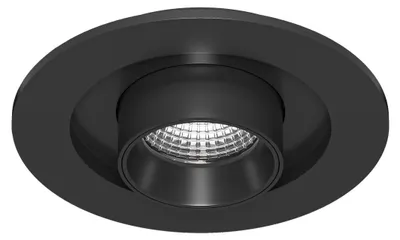 Image de Mini Spot Led Encastrable Oxo R 6W 42° Orientable Et Rétractable Avec Sélecteur De Température 2700K/3200K/4000K Noir Mat Par Beneito & Faure