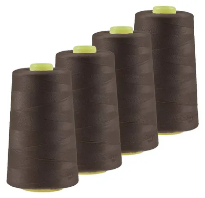 Produktbild von 4 x 4572m Qualitäts Overlock-Garn Overlock-Nähgarn Farbe 701 - 740, Farbe:A701 mocca braun