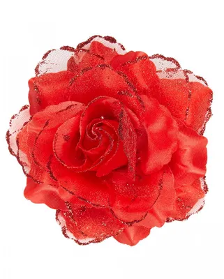 Produktbild von Rote Haarspange Glitzer Rose als Kostüm Accessoires für Halloween & Karneval